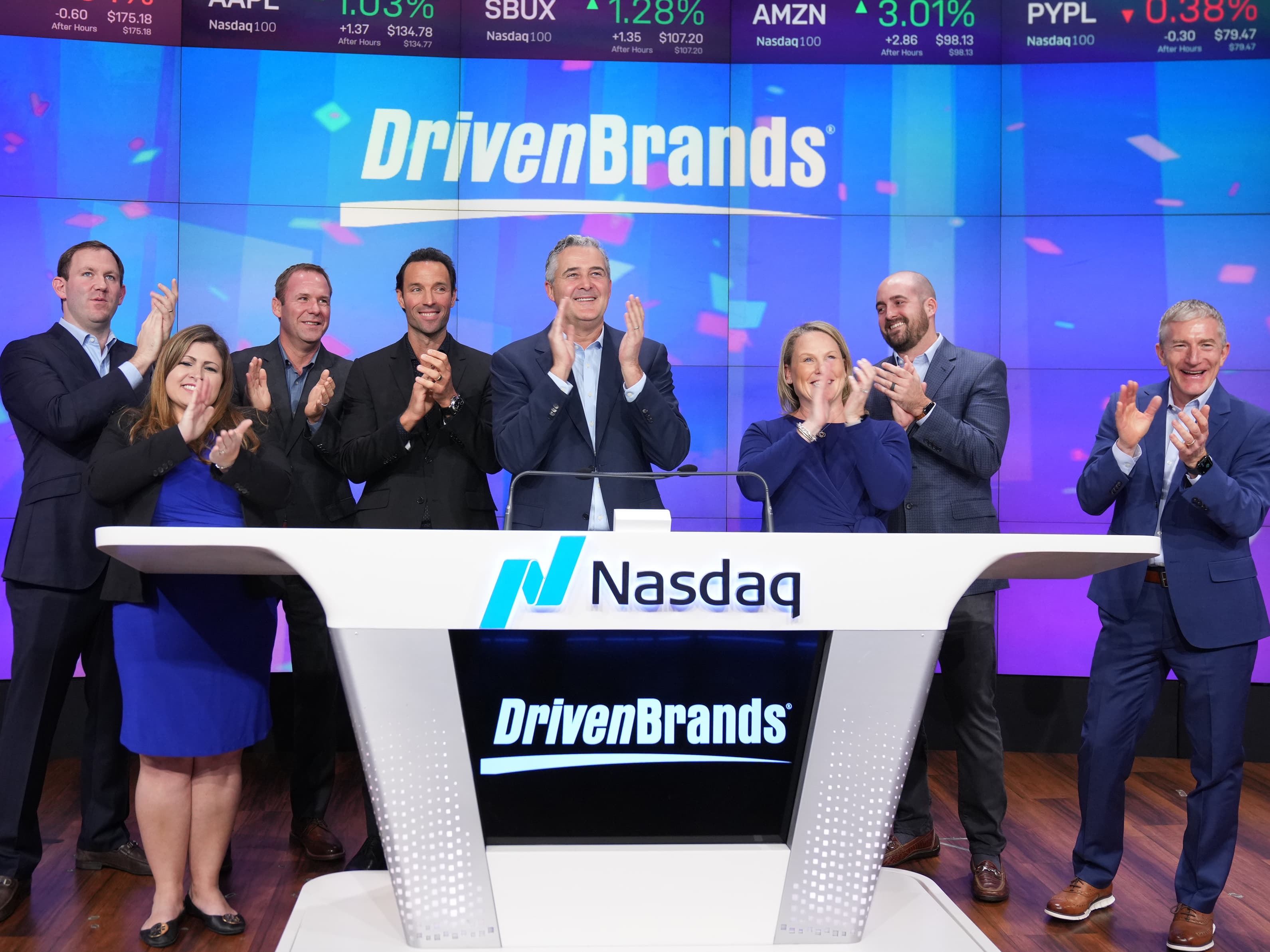 Driven Brands celebrates its 2-year listing anniversary by ringing the Nasdaq closing bell in Times Square.
